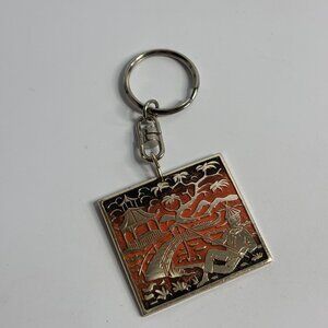 Key Chain Fob Silver Tone with MCM Vintage Charm Pendant Marked W Germany